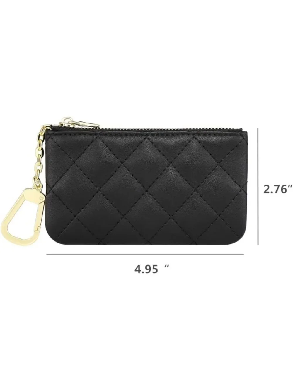 Genuine Full Grain Leather Mini Coin Purse Keychain Pouch & Card Holder - Black